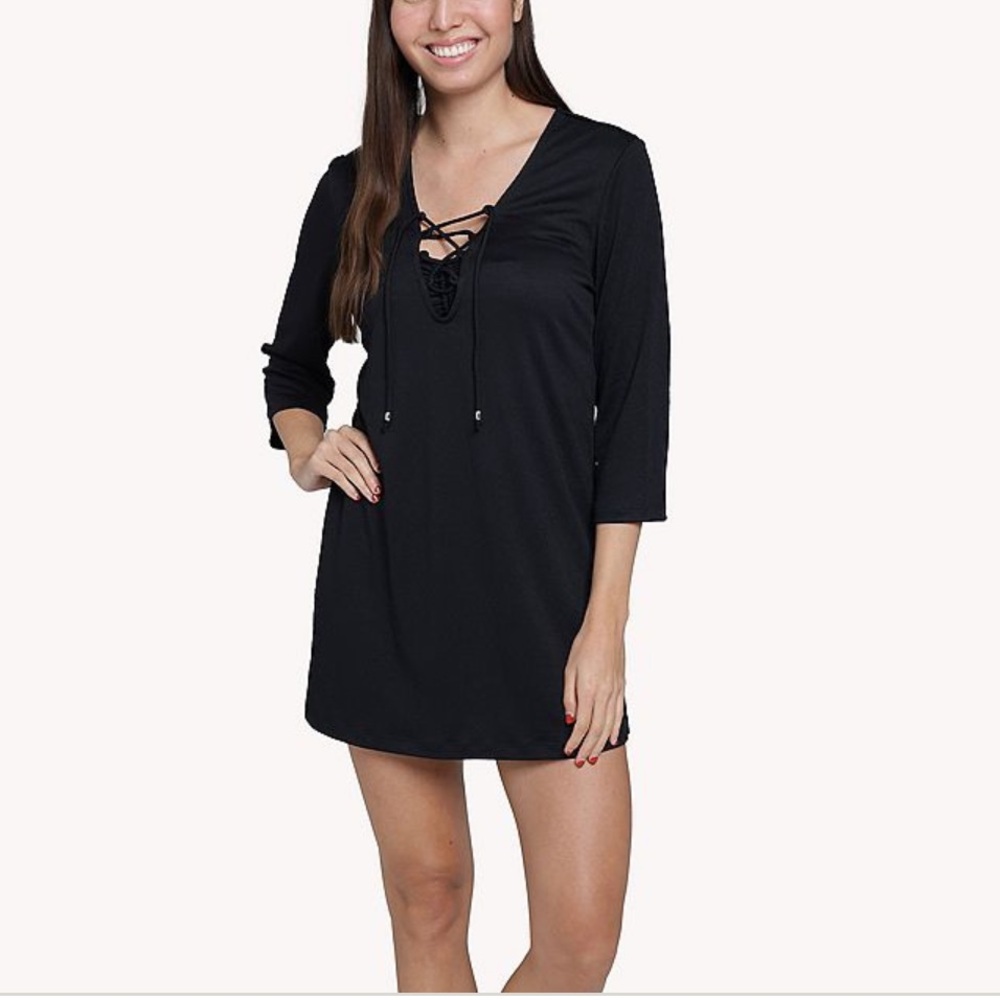 8Z👚 V-Neck Swim Coverup with 3/4 Sleeves